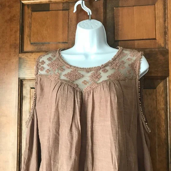 FINAL PRICE - Style & Co Brown Shimmer Sleeveless Tunic w/Illusion Neckline 2X - Picture 2 of 10